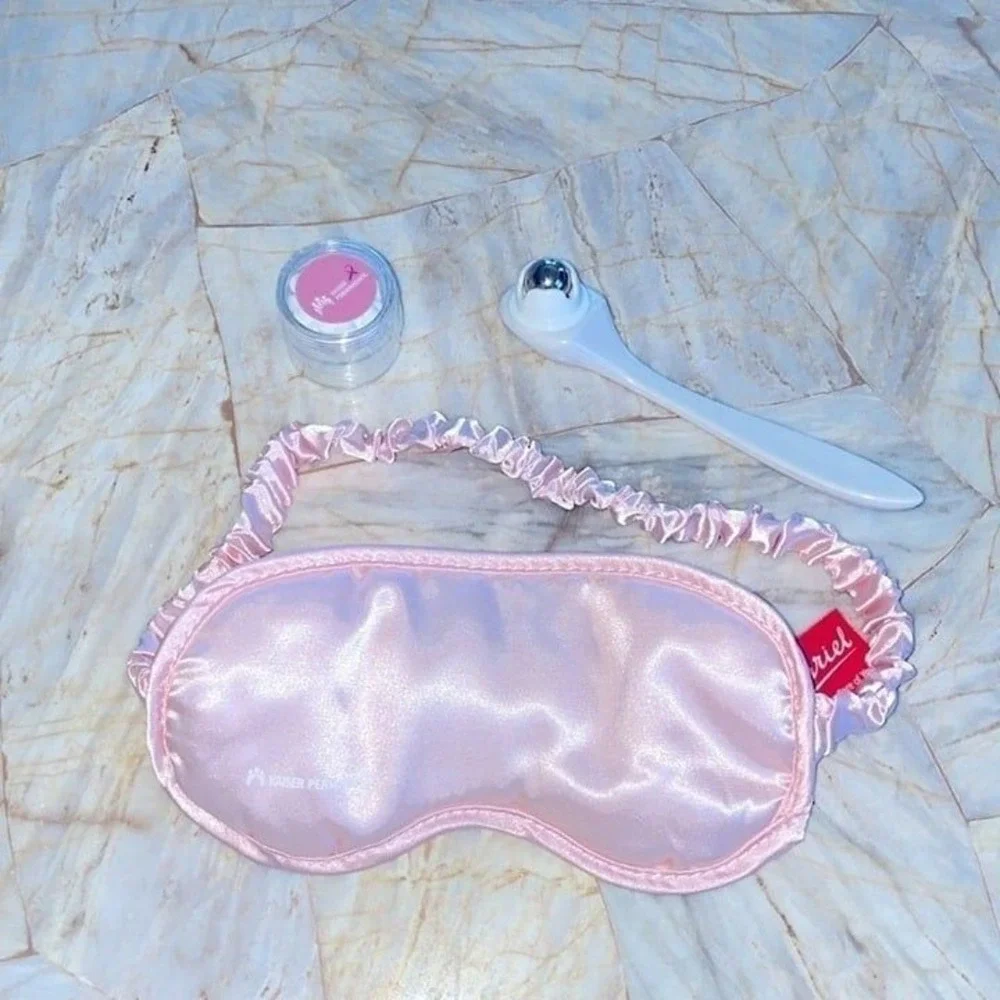ARIEL Silk Sleep Mask Eye Mask , Cascade Under-Eye Roller,  lip balm